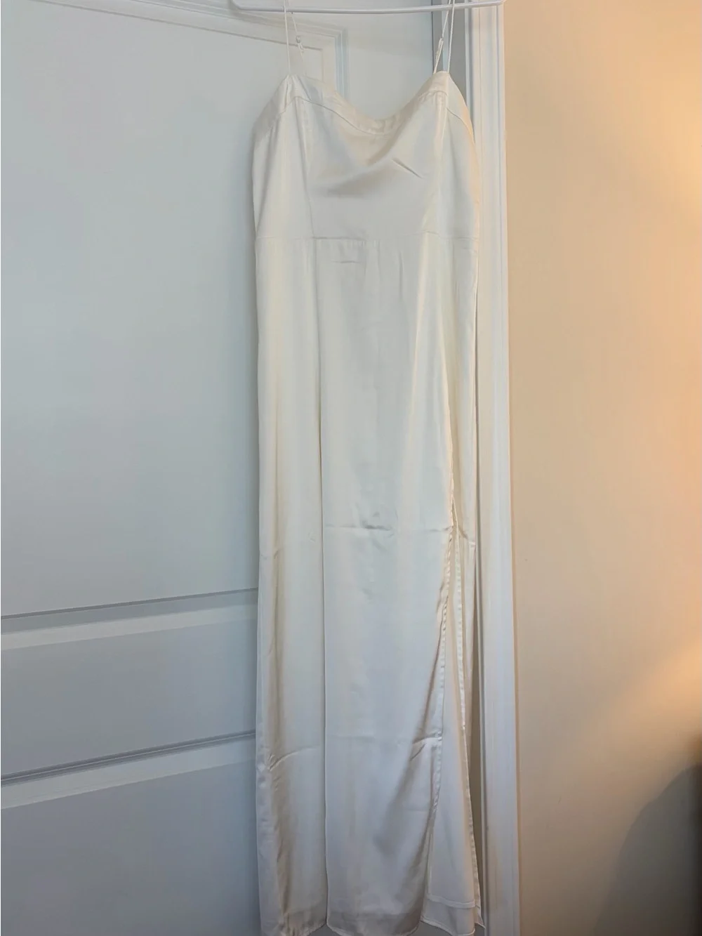 Abercrombie & Fitch Cream Slip Maxi Dress with Side Slit